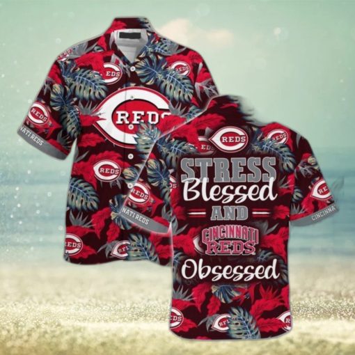 MLB Cincinnati Reds Hawaiian Shirt Stress Blessed Obsessed Aloha Beach Trip Gift