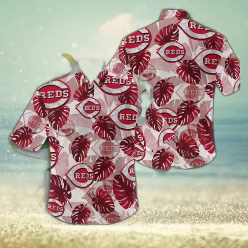 MLB Cincinnati Reds Logo Leaf 3D Hawaiian Shirt For Fans Gift Summer