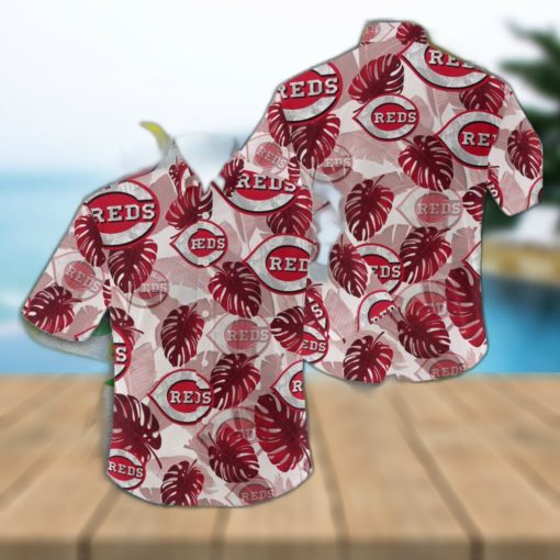 MLB Cincinnati Reds Logo Leaf 3D Hawaiian Shirt For Fans Gift Summer