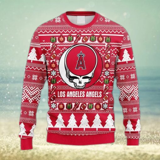 MLB Los Angeles Angels Grateful Dead Fleece 3D Knitted Sweater For Men And Women Gift Ugly Christmas