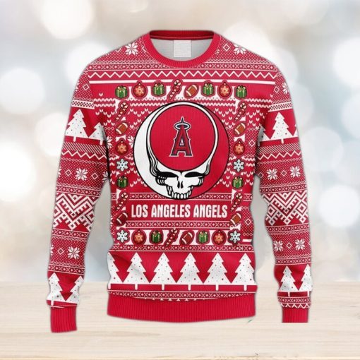 MLB Los Angeles Angels Grateful Dead Fleece 3D Knitted Sweater For Men And Women Gift Ugly Christmas