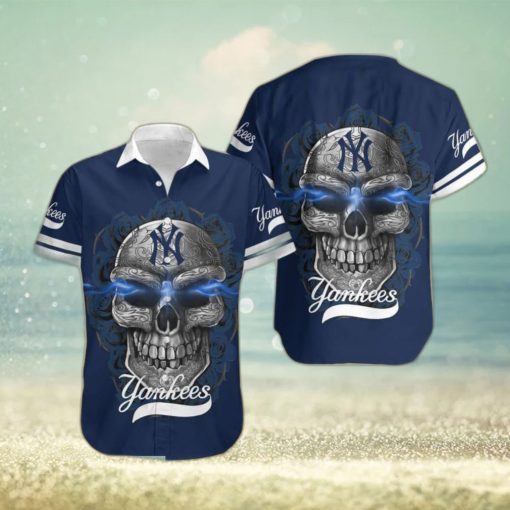 MLB New York Yankees Skull Carved Halloween Hawaiian Shirt Gift Men Women