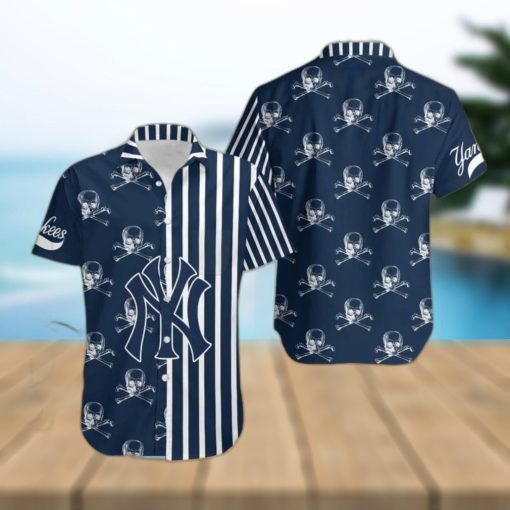 MLB New York Yankees Skull Pattern Danger Hawaiian Shirt For Halloween