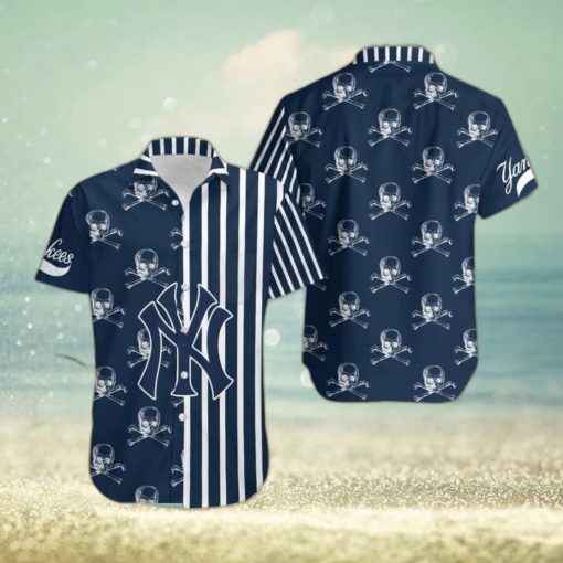 MLB New York Yankees Skull Pattern Danger Hawaiian Shirt For Halloween