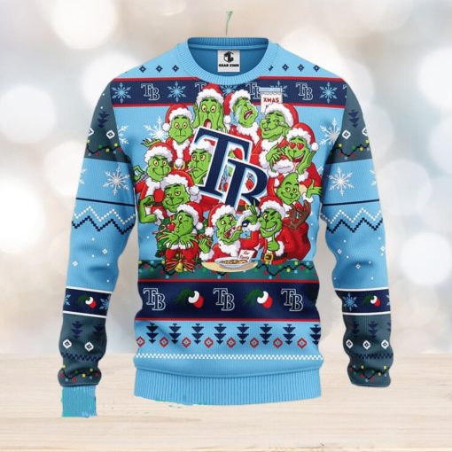 MLB Tampa Bay Rays Cute 12 Grinch Face Xmas Day Ugly Christmas Sweater Sport Fans Men And Women Christmas Gift