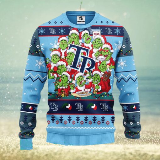 MLB Tampa Bay Rays Cute 12 Grinch Face Xmas Day Ugly Christmas Sweater Sport Fans Men And Women Christmas Gift