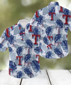 MLB Texas Rangers Logo Leaf 3D Hawaiian Shirt For Fans Gift Summer