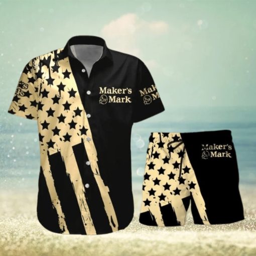 Malibu Rum USA Flag Hawaiian Combo Shirt And Short Gift Hawaiian For Mens Black Hawaiian Shirt