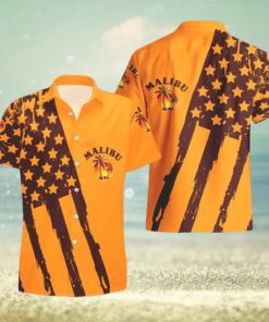 Malibu Rum USA Flag Hawaiian Combo Shirt And Short Gift Hawaiian For Mens