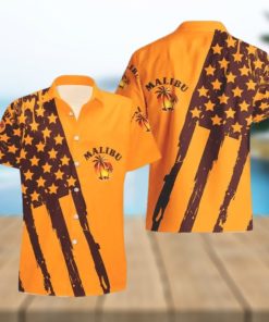 Malibu Rum USA Flag Hawaiian Combo Shirt And Short Gift Hawaiian For Mens