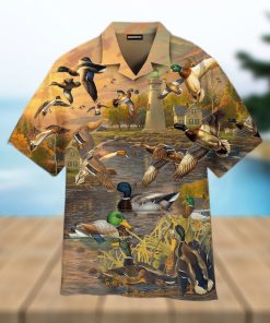 Mallard Duck Lake Sunset Trendy Hawaiian Shirt For