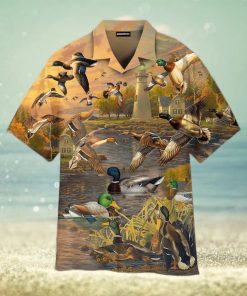 Mallard Duck Lake Sunset Trendy Hawaiian Shirt For