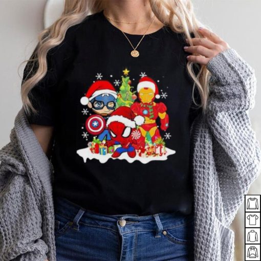 Marvel Christmas Avengers Captain America Ironman Spider Man Christmas Shirt
