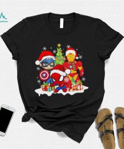 Marvel Christmas Avengers Captain America Ironman Spider Man Christmas Shirt