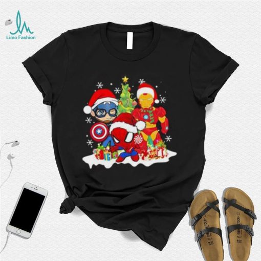 Marvel Christmas Avengers Captain America Ironman Spider Man Christmas Shirt