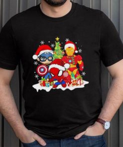 Marvel Christmas Avengers Captain America Ironman Spider Man Christmas Shirt