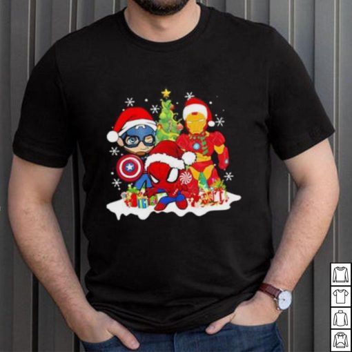 Marvel Christmas Avengers Captain America Ironman Spider Man Christmas Shirt