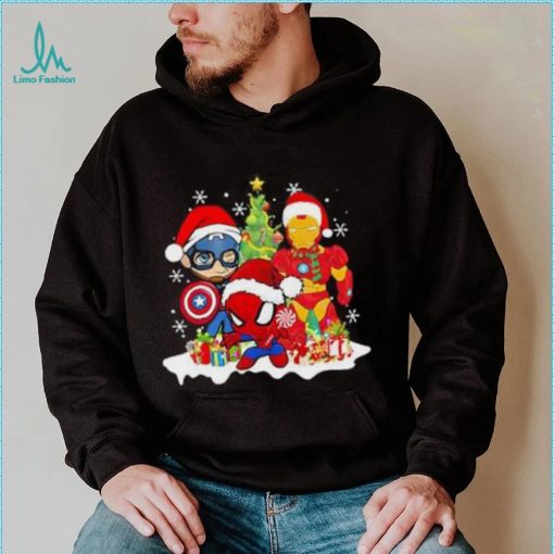 Marvel Christmas Avengers Captain America Ironman Spider Man Christmas Shirt