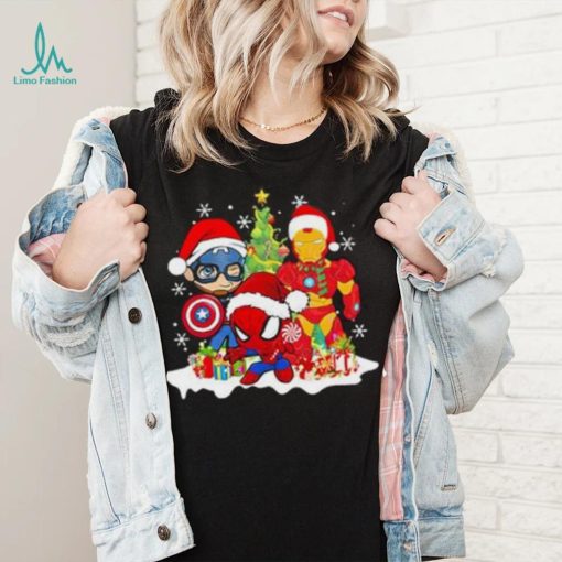 Marvel Christmas Avengers Captain America Ironman Spider Man Christmas Shirt