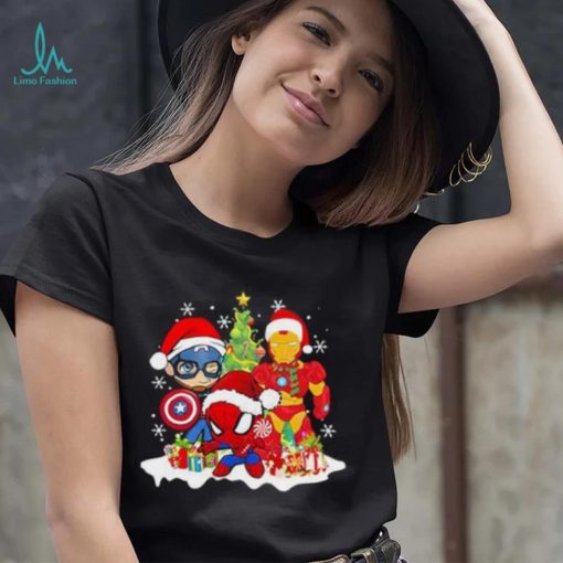 Marvel Christmas Avengers Captain America Ironman Spider Man Christmas Shirt