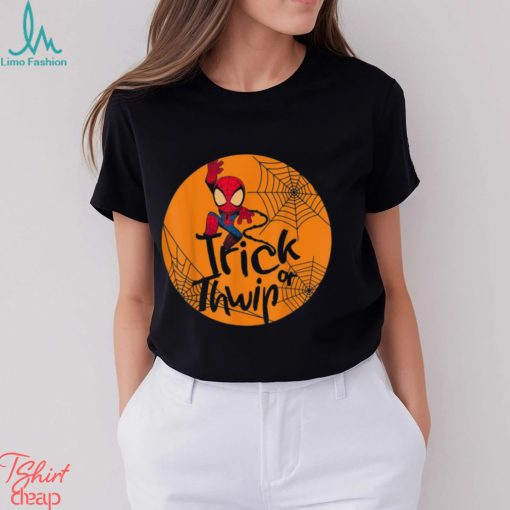 Marvel Spider Man Trick Or Thwip Halloween T Shirt, Spider Man Halloween Moon Tee