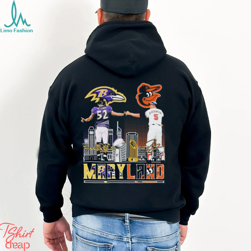 Maryland Terrapins Baltimore Ravens Baltimore Orioles logo Maryland city  skyline 2023 shirt, hoodie, sweater, long sleeve and tank top