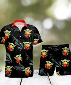 McDonald s Baby Yoda Hug Tropical Hawaiian Shirt And Shorts Aloha Summer Gift For Men And Women