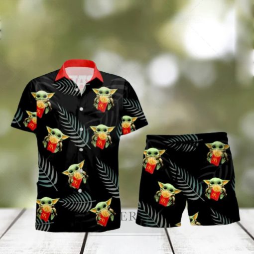 McDonald s Baby Yoda Hug Tropical Hawaiian Shirt And Shorts Aloha Summer Gift For Men And Women