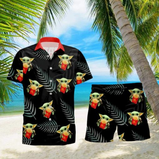 McDonald s Baby Yoda Hug Tropical Hawaiian Shirt And Shorts Aloha Summer Gift For Men And Women