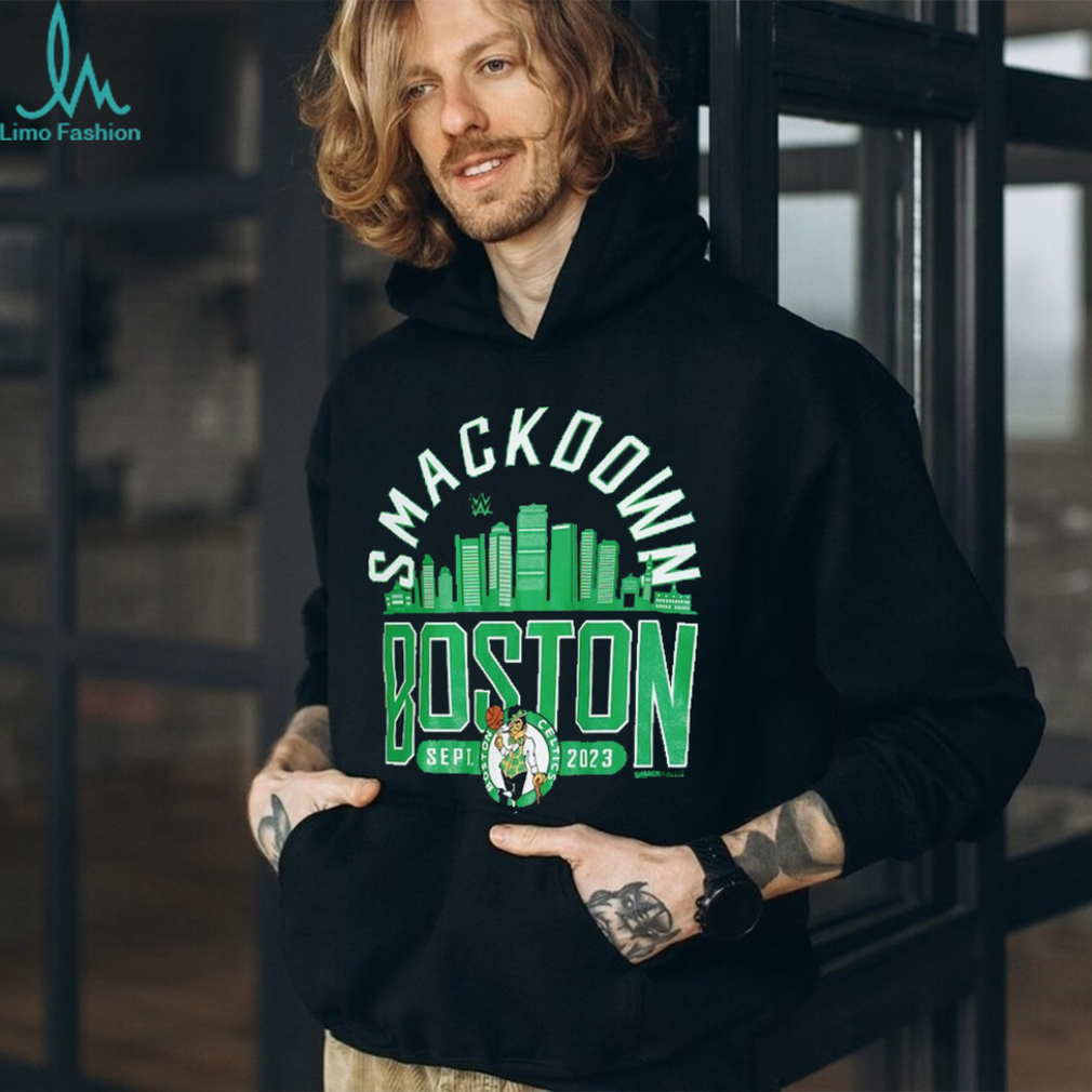 Men's sportiqe black smackdown x Boston celtics shirt, hoodie, sweater,  long sleeve and tank top