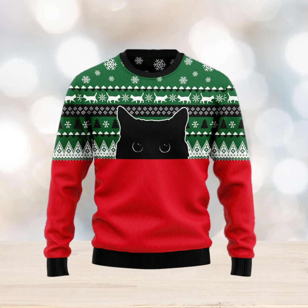 Meow Meow Black Cat Ugly Christmas Sweater Gift Men Women - Limotees