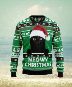 Meowy Black Cat Ugly Christmas Sweaters