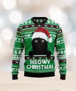 Meowy Black Cat Ugly Christmas Sweaters