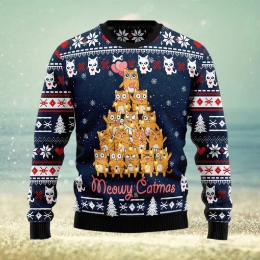 Meowy Catmas Ugly Christmas Sweater Xmas Gift 3D Christmas Sweater