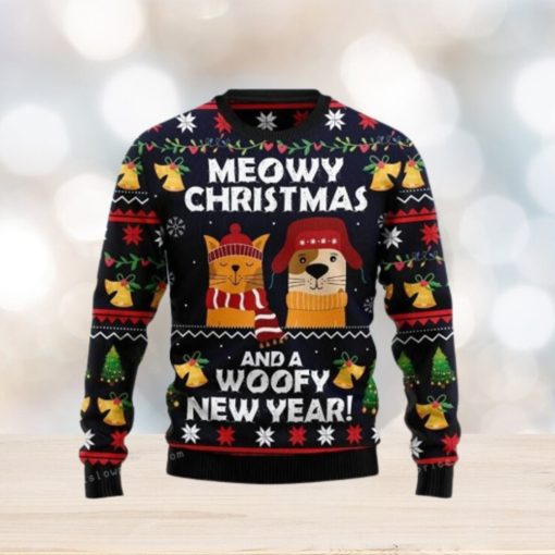 Meowy Christmas And Woofy New Year Ugly Sweater Party