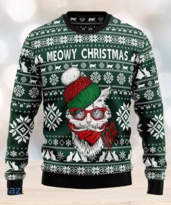 Meowy Christmas Cat Wearing Sunglass Christmas 3D Sweater