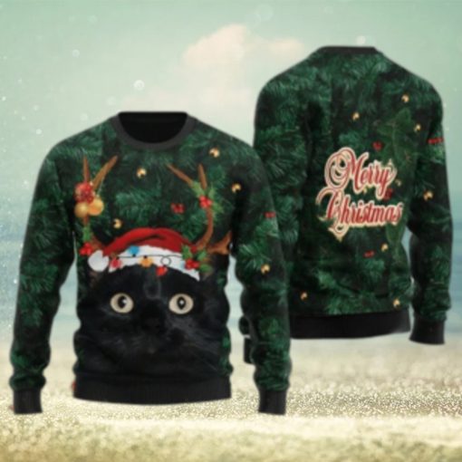 Merry Christmas Black Cat Ugly Sweater For Christmas