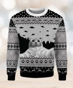 Merry Christmas Gearhomies Ufo Cat Funny Cat Selfie Christmas Ugly Sweater Party