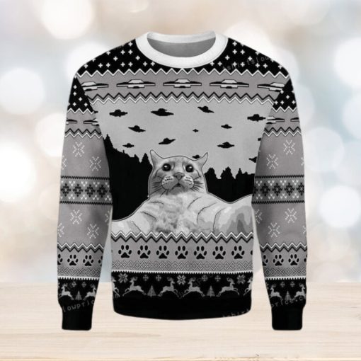 Merry Christmas Gearhomies Ufo Cat Funny Cat Selfie Christmas Ugly Sweater Party