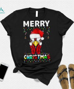 Merry Christmas Light Ugly Chicken Pajamas Santa Hat Xmas Shirt