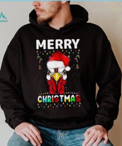 Merry Christmas Light Ugly Chicken Pajamas Santa Hat Xmas Shirt