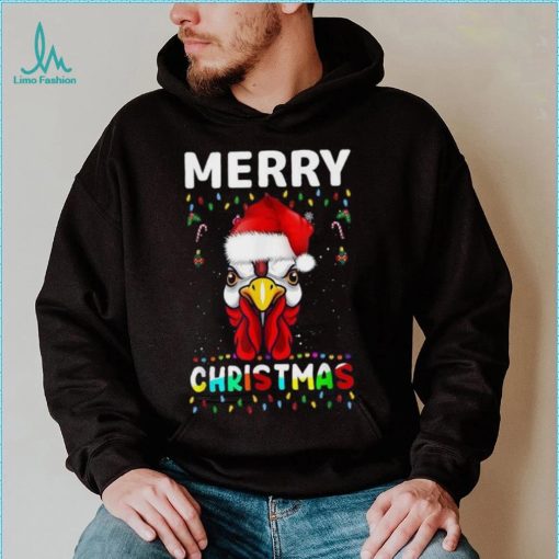 Merry Christmas Light Ugly Chicken Pajamas Santa Hat Xmas Shirt