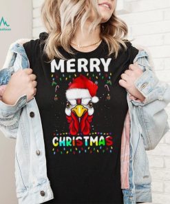 Merry Christmas Light Ugly Chicken Pajamas Santa Hat Xmas Shirt