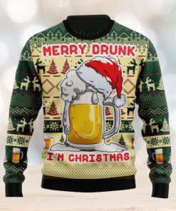 Merry Drunk In Christmas Beer Christmas Hat Ugly Christmas Sweater Unisex 3D Sweater Christmas Gift