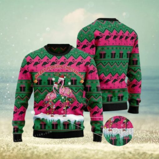 Merry Flockin Christmas Flamingo Ugly Sweater Christmas Party