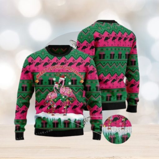 Merry Flockin Christmas Flamingo Ugly Sweater Christmas Party