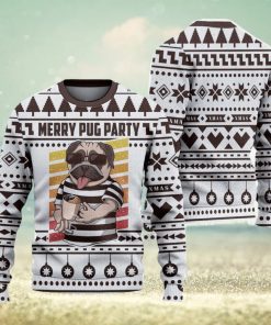 Merry Pug Party Ugly Christmas Sweater Knitted Gift For Men And Women