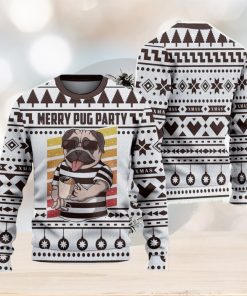 Merry Pug Party Ugly Christmas Sweater Knitted Gift For Men And Women