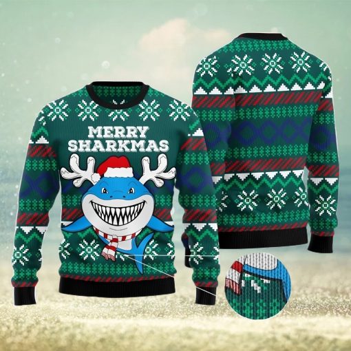 Merry Sharkmas Men And Women Christmas Gift 3D Ugly Christmas Sweater