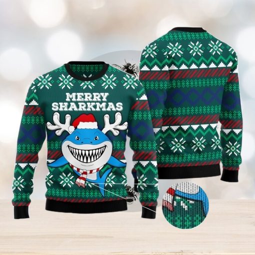 Merry Sharkmas Men And Women Christmas Gift 3D Ugly Christmas Sweater